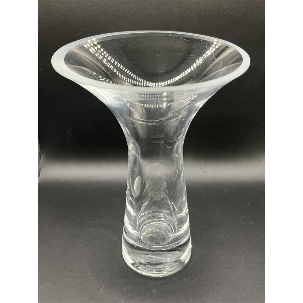 Vtg. Unique Krosno Bubble Base Flared Glass Flower Vase - Made In Poland - MCM‎